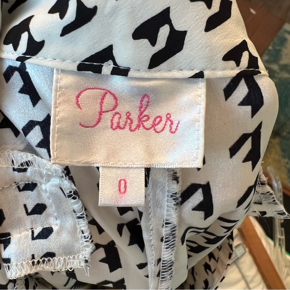 Parker Silk Black and White Houndstooth Ankle Pants Lindy Size 0 - Picture 9 of 15